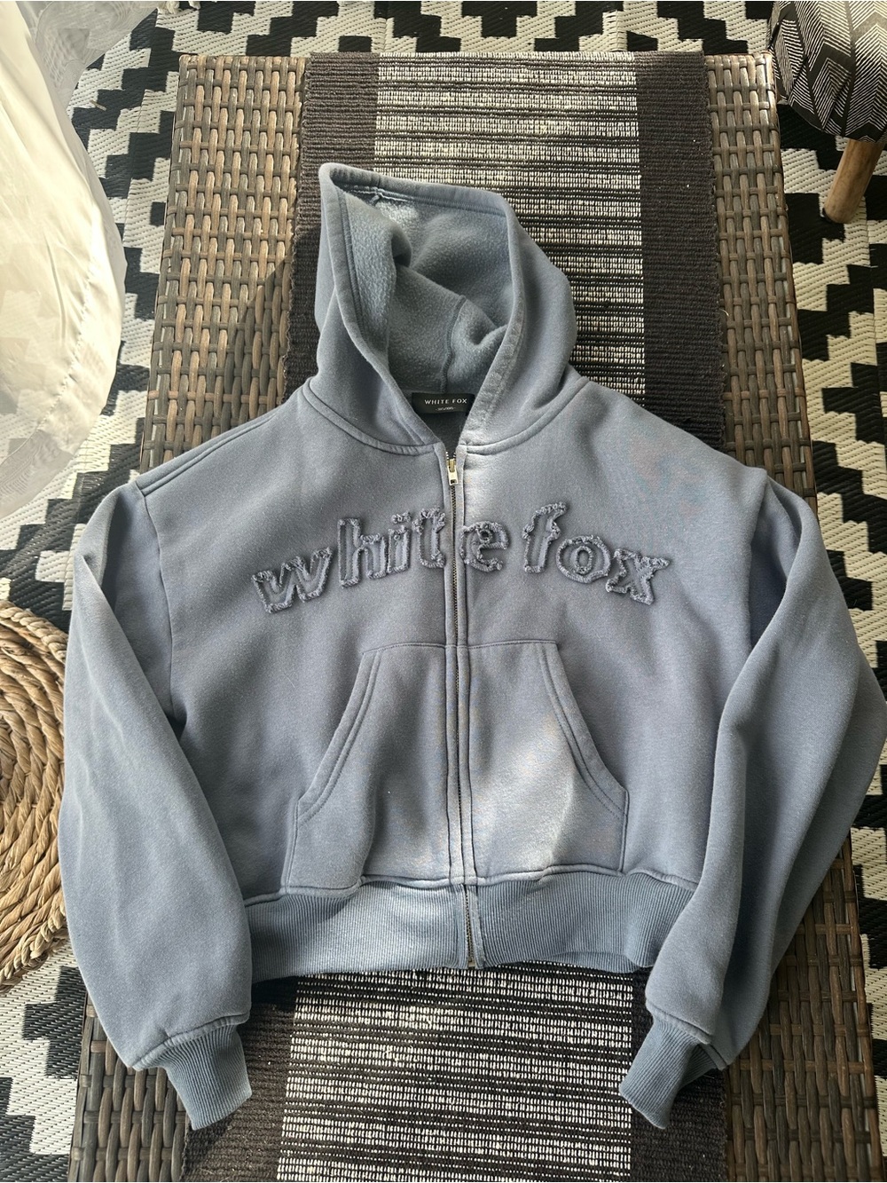 White Fox Fleece Zip-Up Hoodie